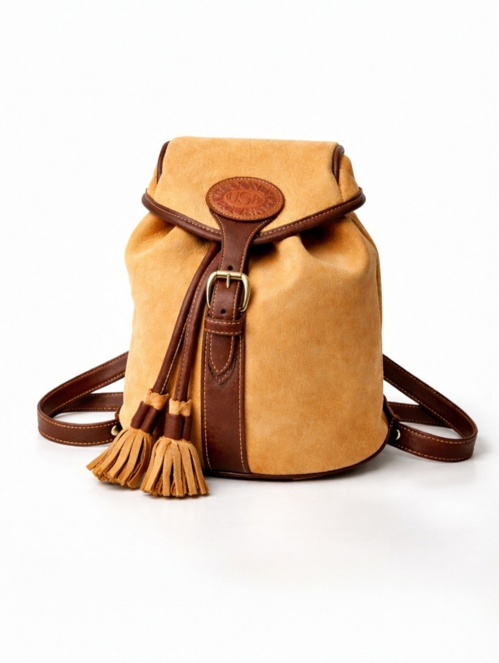 Vintage Dooney & Bourke Nubuc Suede Backpack USA Tassel AWL Tan Leather